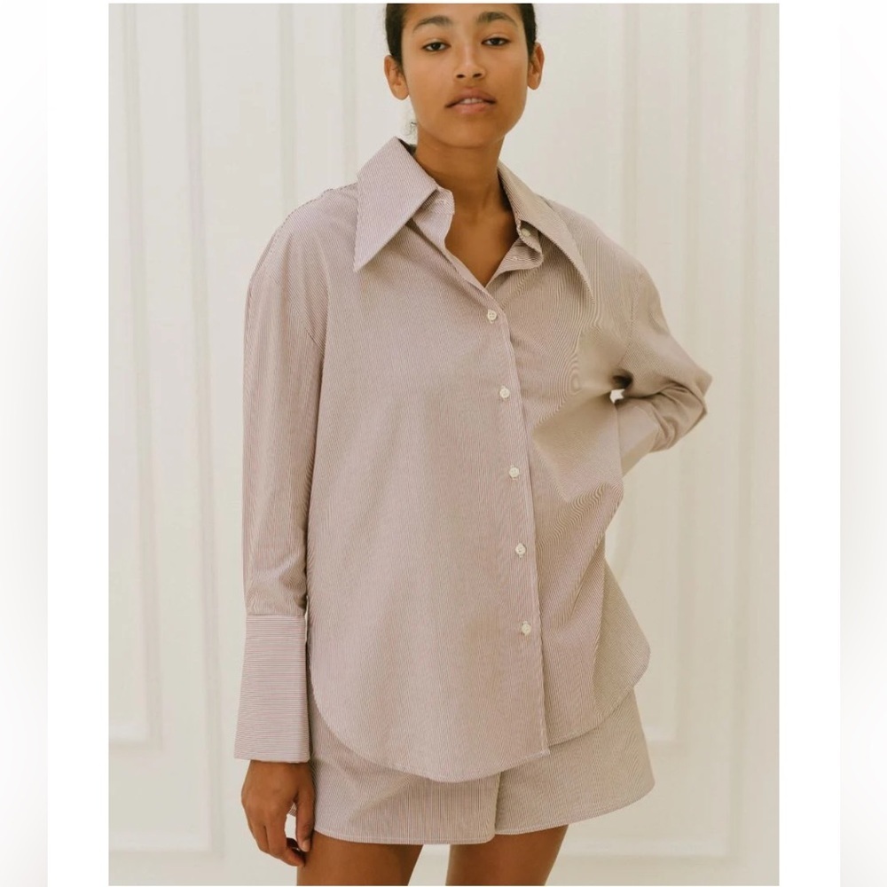 M Woolf. The Easy Pinstripe Button Down Shirt And The Easy Shorts Set